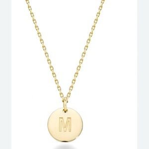 Circle pendant M “Gold” color fashion Initial necklace letter M